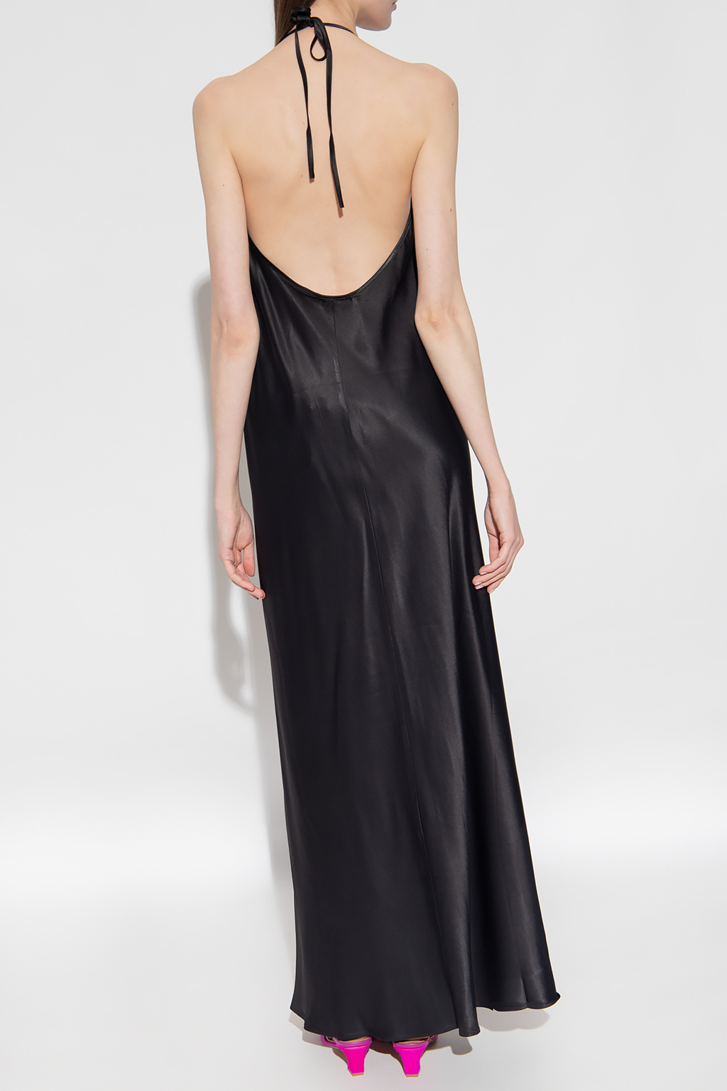 Black Suzi satin dress with denuded shoulders HERSKIND Vitkac GB